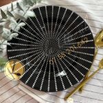 Set of 6 Black White Dots Ceramic Dinner Plates Merina