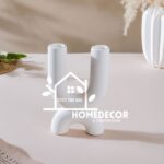 2 In 1 Ultra Mod Matte White Ceramic Decorative Candle Holder.