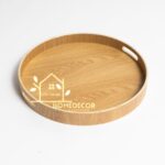 35CM Round Bamboo Serving / Decor Tray With Handles.