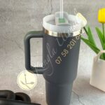 1pc DARK GREY 1.2LTs Stainless Steel Flask Tumbler Cup with Straw, Lid and Handle | 40oz