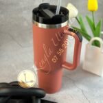 1pc RED RUST 1.2LTs Stainless Steel Flask Tumbler Cup with Straw, Lid and Handle | 40oz