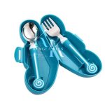 1 Set Kids Tableware Silicone Handle Toddler Cutlery Set EMERALD