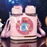 JB 520ml Dual Use Water Bottle with Straw Two compartment water bottle PINK Space theme