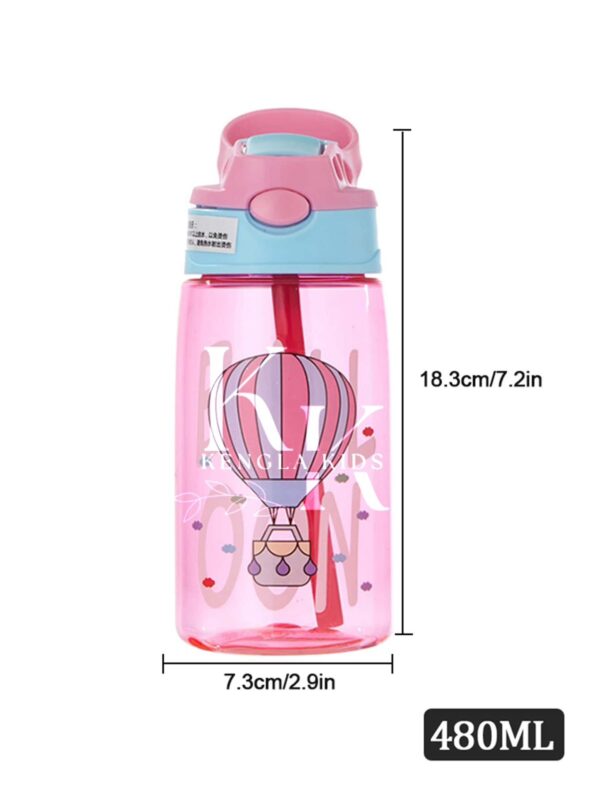 HAZEL 480Ml Kids Bpa Free Plastic Water Bottle Pink hot air balloon