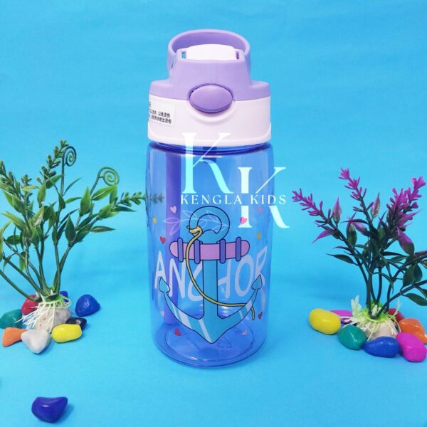 HAZEL 480Ml Kids Bpa Free Plastic Water Bottle Purple Anchor