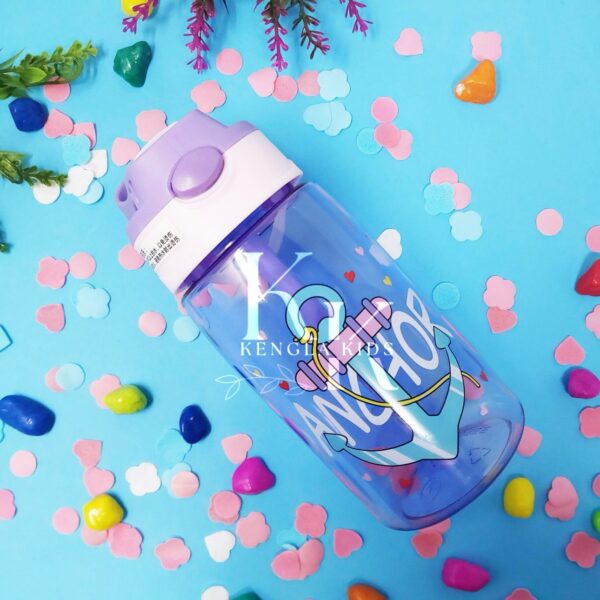 HAZEL 480Ml Kids Bpa Free Plastic Water Bottle Purple Anchor