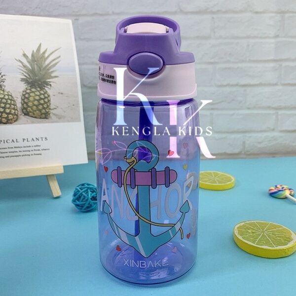 HAZEL 480Ml Kids Bpa Free Plastic Water Bottle Purple Anchor