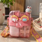 JB 530ml Dual Use Water Bottle with Straw Two compartment water bottle PINK