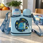 JB 520ml Dual Use Water Bottle with Straw Two compartment water bottle BLUE Space theme