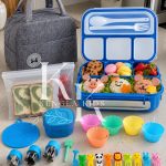 HAILEY 27Pcs Bento Box Lunch Box Kit,1300ML 4 Compartments Lunch Container.BLUE