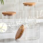 3pcs airtight Bamboo lid Glass jar set