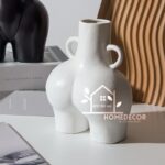 Bum Shaped Ceramic Decorative Vase - WHITE