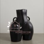 Bum Shaped Ceramic Decorative Vase - BLACK