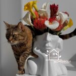 Ceramic Cupping Half Head Decorative Flower Vase