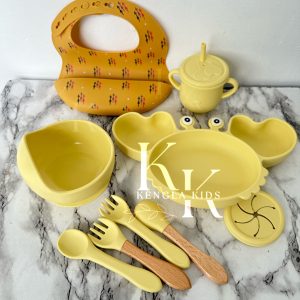 9PC Baby Silicone Weaning Set.YELLOW