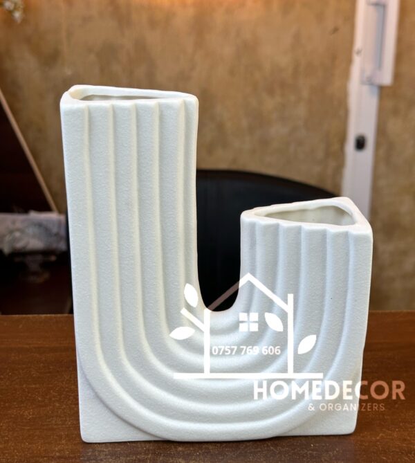 L Shaped ceramic decorative flower vase