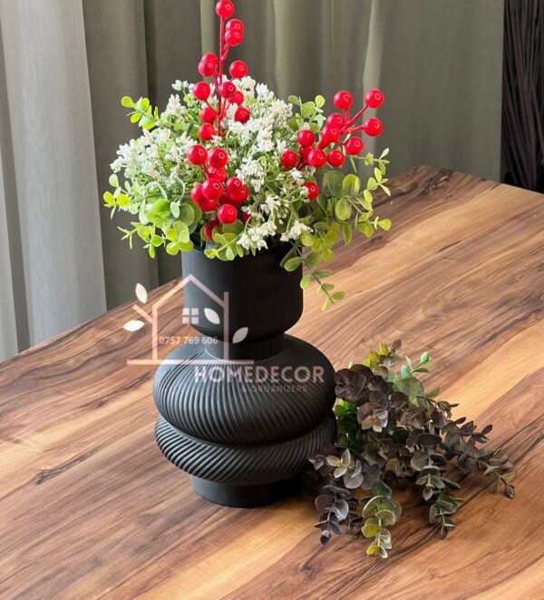 Northern Matte Black Big Belly Shape Decorative Vase