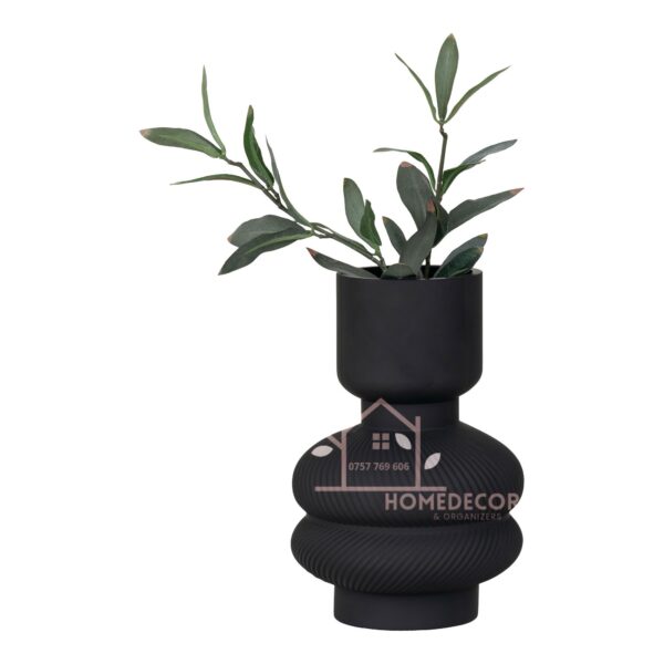 Northern Matte Black Big Belly Shape Decorative Vase