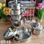 15 pcs Induction Base Stainless Steel Cookware set with Stainless Steel Lid.ST-15