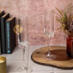 Set of 6 Vickers Glass Champagne Flutes. LX01