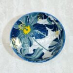 Set of 6 6” Blue Floral Watercolor Sketch Ceramic Cereal/Soup Bowls.SF22-04