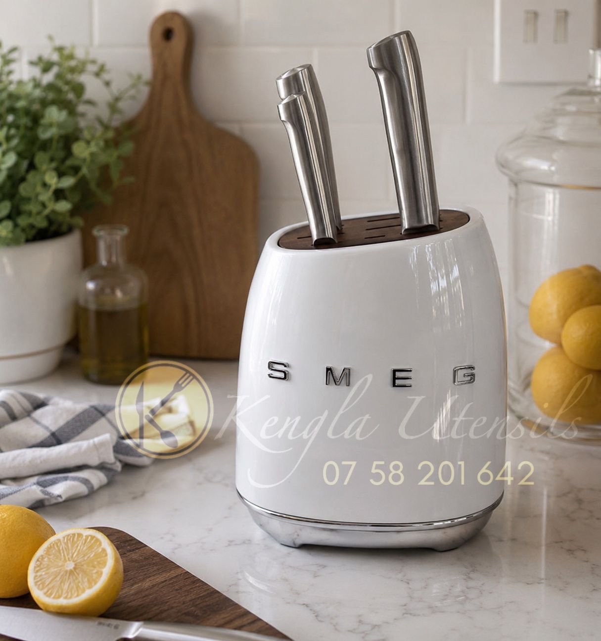 Knife Block Set – Retro-Style - White