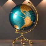 LED World Globe Map with a Gold Metal Stand