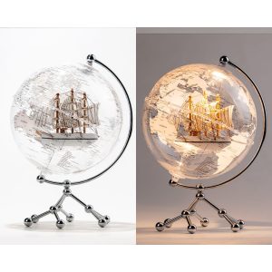 Illuminated Clear Sphere with Sailboat Display