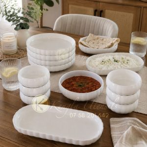 24-piece Chubby White Ribbed dinnerware set