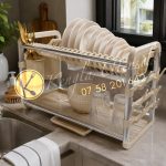 Two Layer RF CREAM Dish Drying Stand with Drainer.