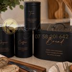 4-PIECE ELEGANT METAL BREAD BIN AND CANISTER SET - BLACK