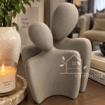 GOLD Ceramic Grey Taupe Tone Couple Statue Love Hugging Lovers Figurines 2pcs/set Creative Ceramic Abstract Couple.
