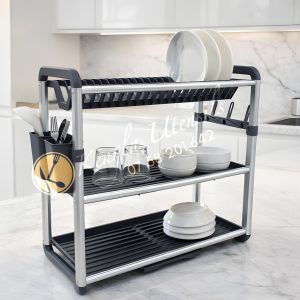 Three Layer RF SILVER Dish Drying Stand with Drainer.